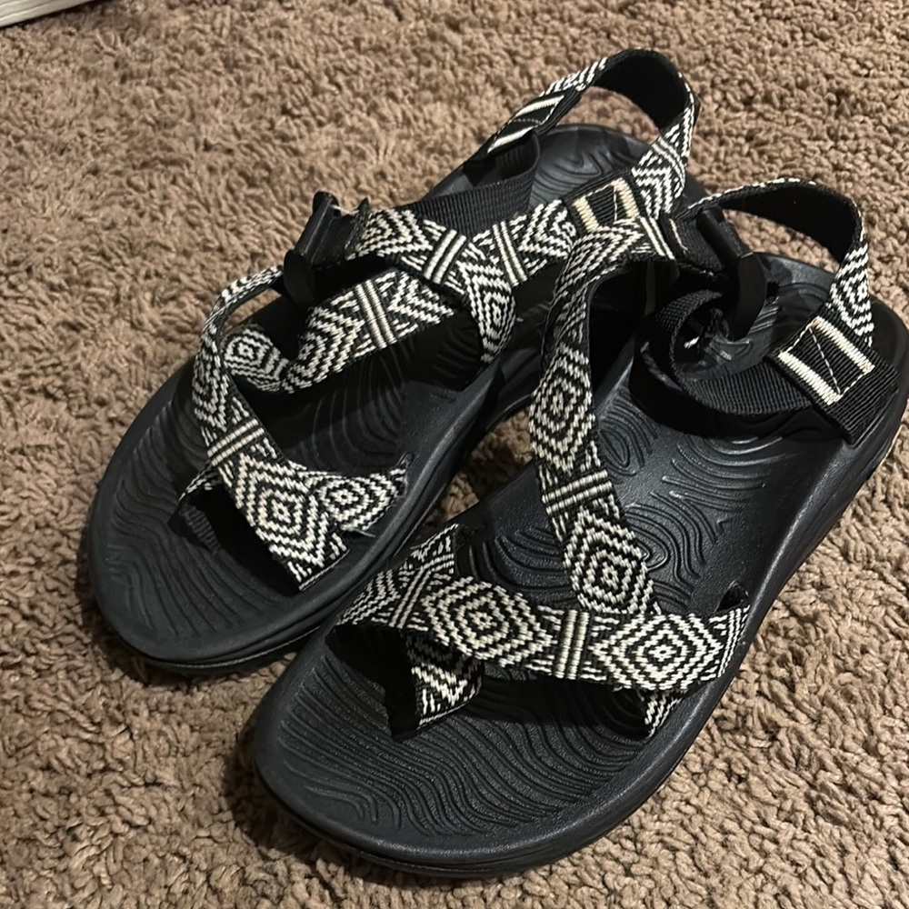 Chaco Black and White Sandals